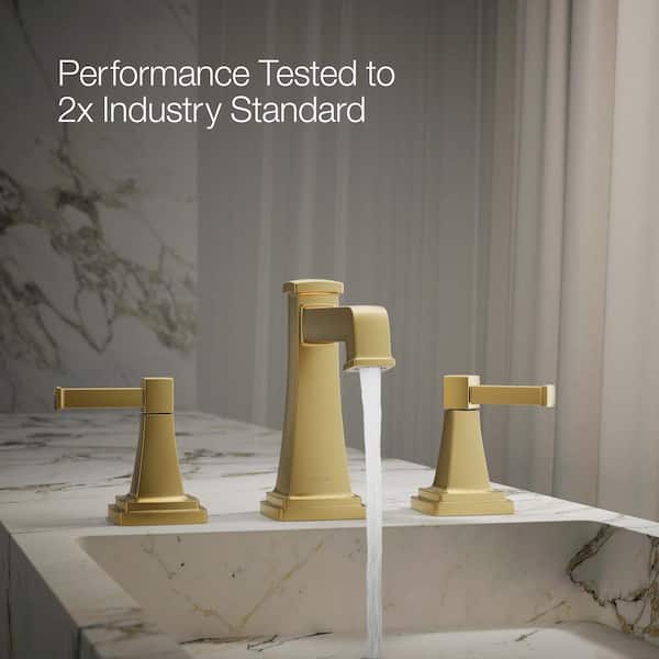 KOHLER Riff 8 in. Widespread Double Handle Bathroom Faucet in Vibrant Brushed Moderne Brass