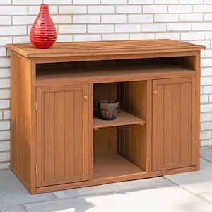 4 ft. W x 1.9 ft. D x 3 ft. H Medium Brown Cypress Short Display and Hideaway Solid Wood Storage Shed Cabinet 7 sq. ft.