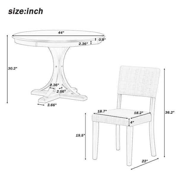 5-Piece Retro taupe Wood Top Dining Room Set Seats 4