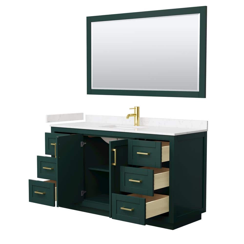 Miranda 60'' Green Single Bathroom Vanity with Carrara Marble Top