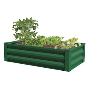 24 in. W x 48 in. L x 10 in. H Forest Green Pre-Galvanized Powder-Coated Steel Raised Garden Bed Planter