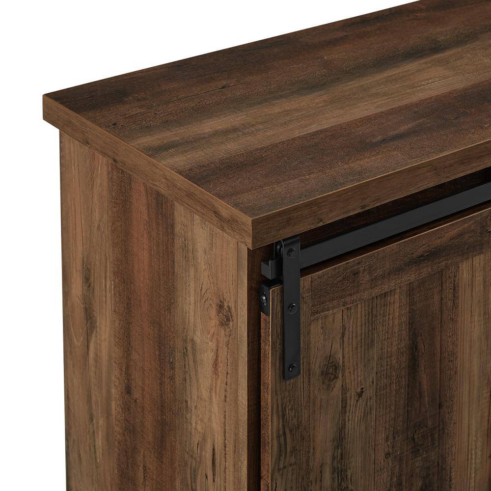 Rustic Oak Sliding Barn Door Accent Cabinet