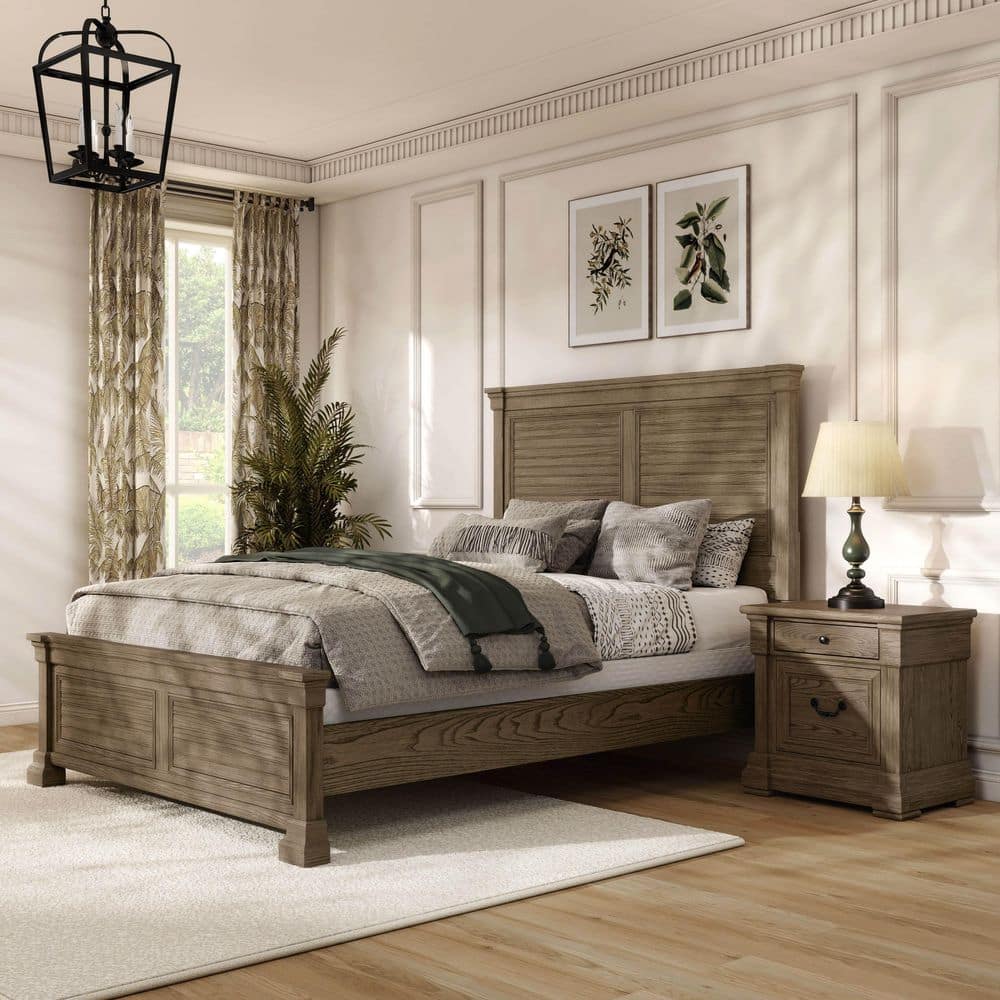 Furniture of America Catsu 2-Piece Traditional Weathered Gray Wood ...
