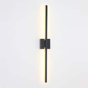 1-Light 35.6 in. Minimalist Straight Line Black Integrated LED Wall Sconce with 3000K Warm Light