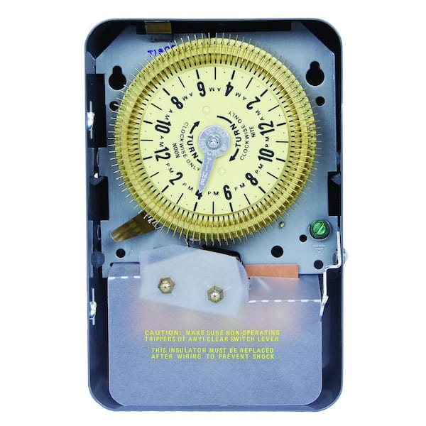 Intermatic T1900 Series 20 Amp 24-Hour Mechanical Time Switch with Steel Indoor Enclosure - Gray