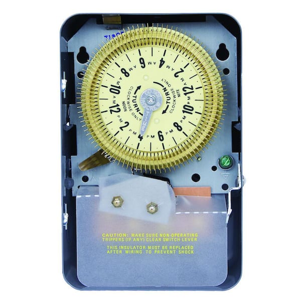 T1900 Series 20 Amp 24-Hour Mechanical Time Switch with Steel Indoor Enclosure - Gray