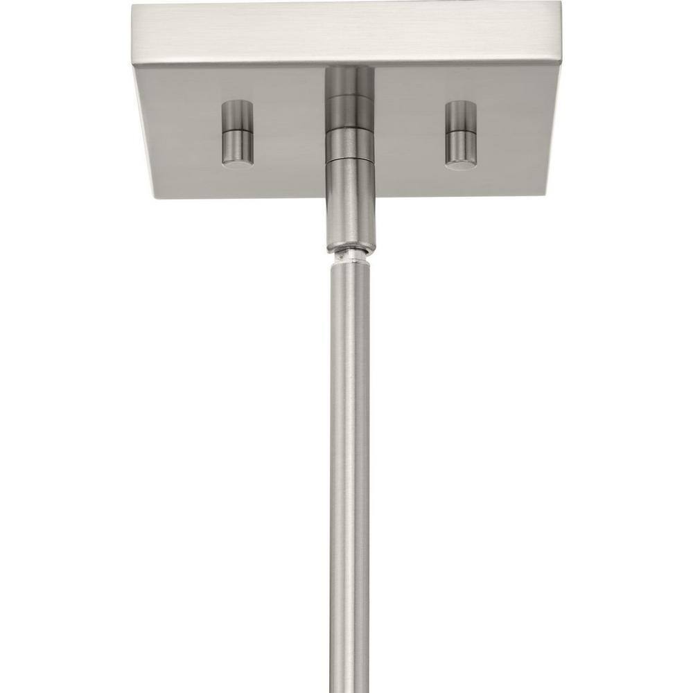 Boundary 4-Light Brushed Nickel and Oak Geometric Chandelier