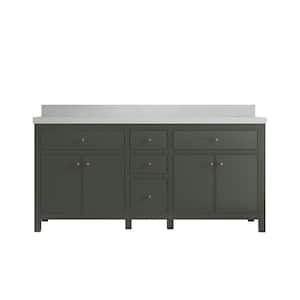 Sonoma 72 in. W x 22 in. D x 36 in. H Double Sink Bath Vanity in Pewter Green with 2" Carrara Quartz Top