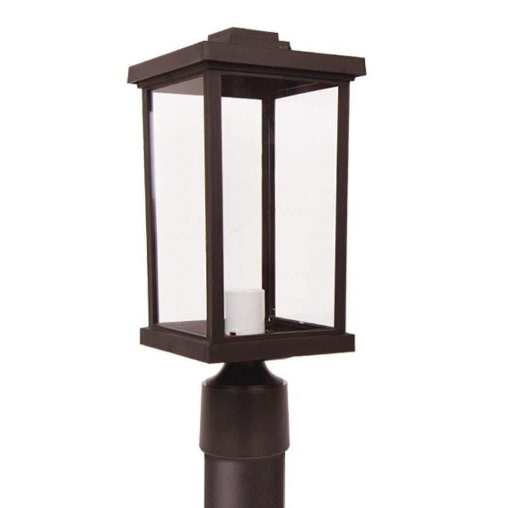Artisan Square 1-Light Bronze Hardwired Outdoor Weather Resistant Plastic Post Light w/ Clear Diffuser No Bulb Included price history on PriceWatchPro