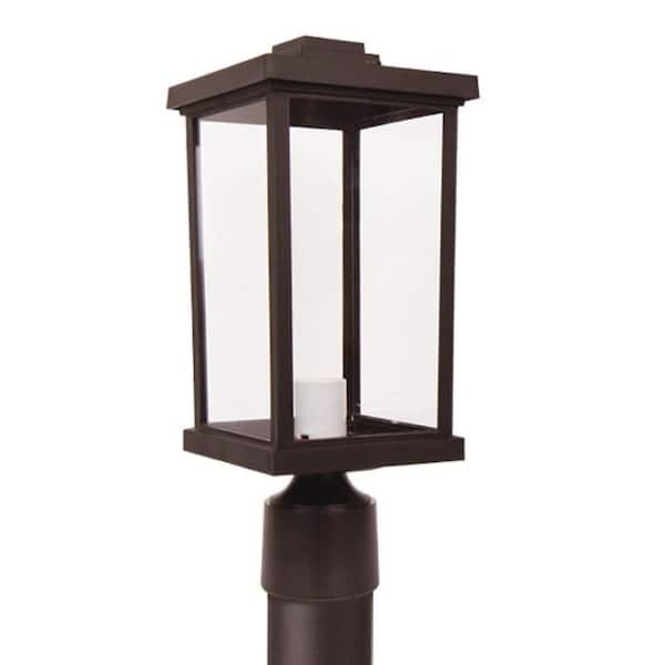 SOLUS Artisan Square 1-Light Bronze Hardwired Outdoor Weather Resistant Plastic Post Light w/ Clear Diffuser No Bulb Included