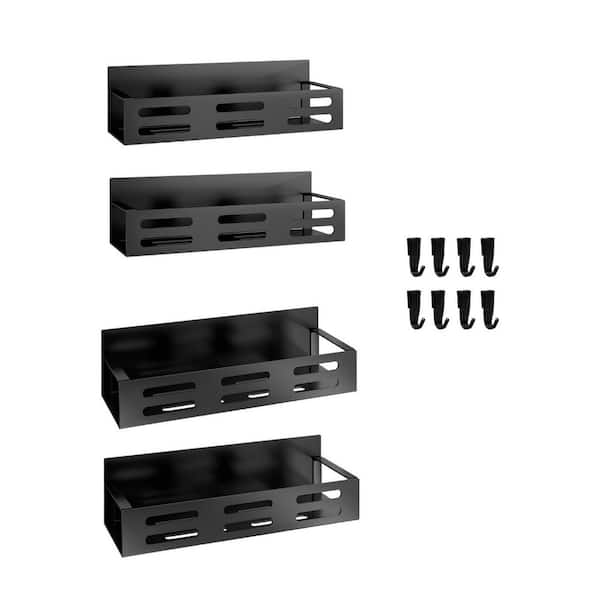 4-Pack Black Refrigerator Mount Magnetic Spice Rack for Kitchen Fridge Cabinet Seasoning Storage Organization