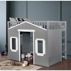 Hyperion Gray and White Wood Full Loft Bed