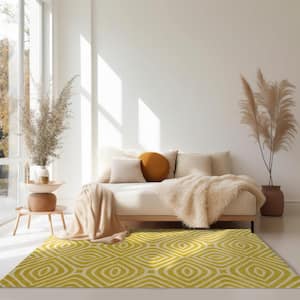 Marla Yellow 7 ft. 9 in. Round Hand-Tufted Wool Transitional Area Rug