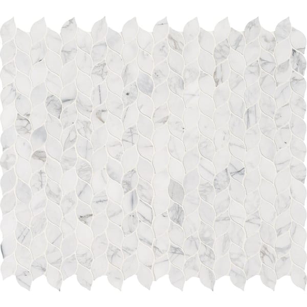 MSI Calacatta Blanco 12 in. x 13 in. x 10mm Polished Marble Mesh-Mounted Mosaic Tile (10.80 sq. ft./case)