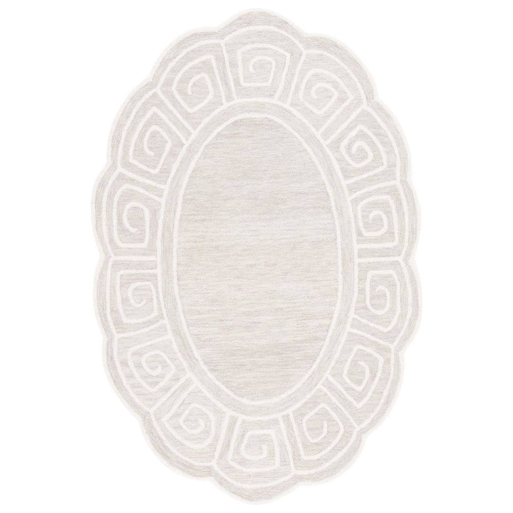 Novelty 5 ft. x 8 ft. Beige/Ivory Swirl Border Oval Area Rug price history on PriceWatchPro