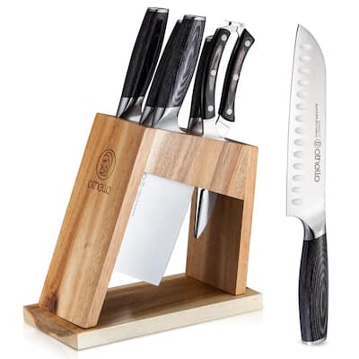 6 Piece Classic Stainless Steel Knife Set with Wooden Block