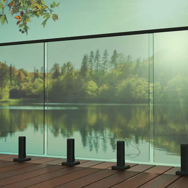 Clear Railing PEAK 30 in. W x 36 in. H Deck Railing Tempered Clear Glass Panel 33630 ...