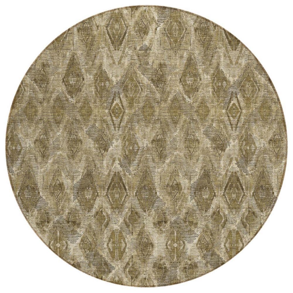 Brown, Beige, Tan 8 ft. Round Woven Geometric Polyester Round Indoor/Outdoor Area Rug price history on PriceWatchPro