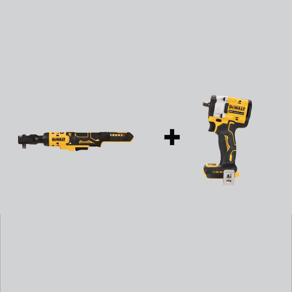 DEWALT ATOMIC 20-Volt MAX Cordless 3/8 in. Ratchet and ATOMIC 20-Volt MAX Cordless Brushless 3/8 in. Impact Wrench (Tools-Only)