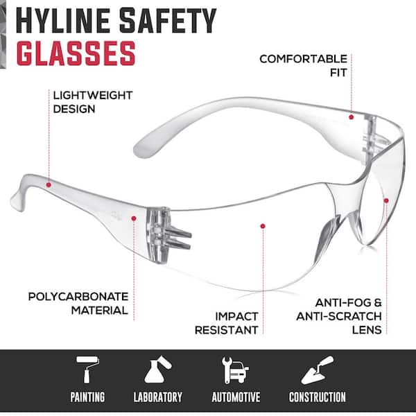 Hyline Clear Impact Resistant, Anti-Scratch Safety Glasses, ANSI Z87. 1 (144-Pairs)