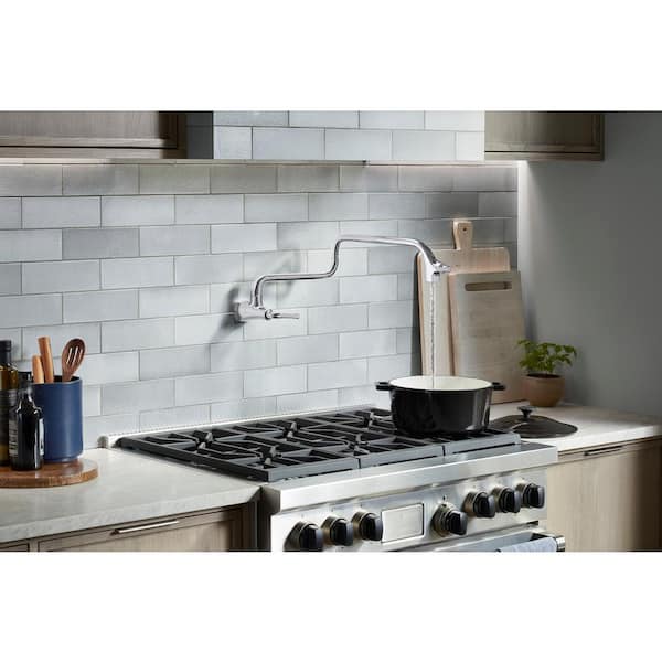 Graze Wall Mount Pot Filler Kitchen Faucet in Polished Chrome