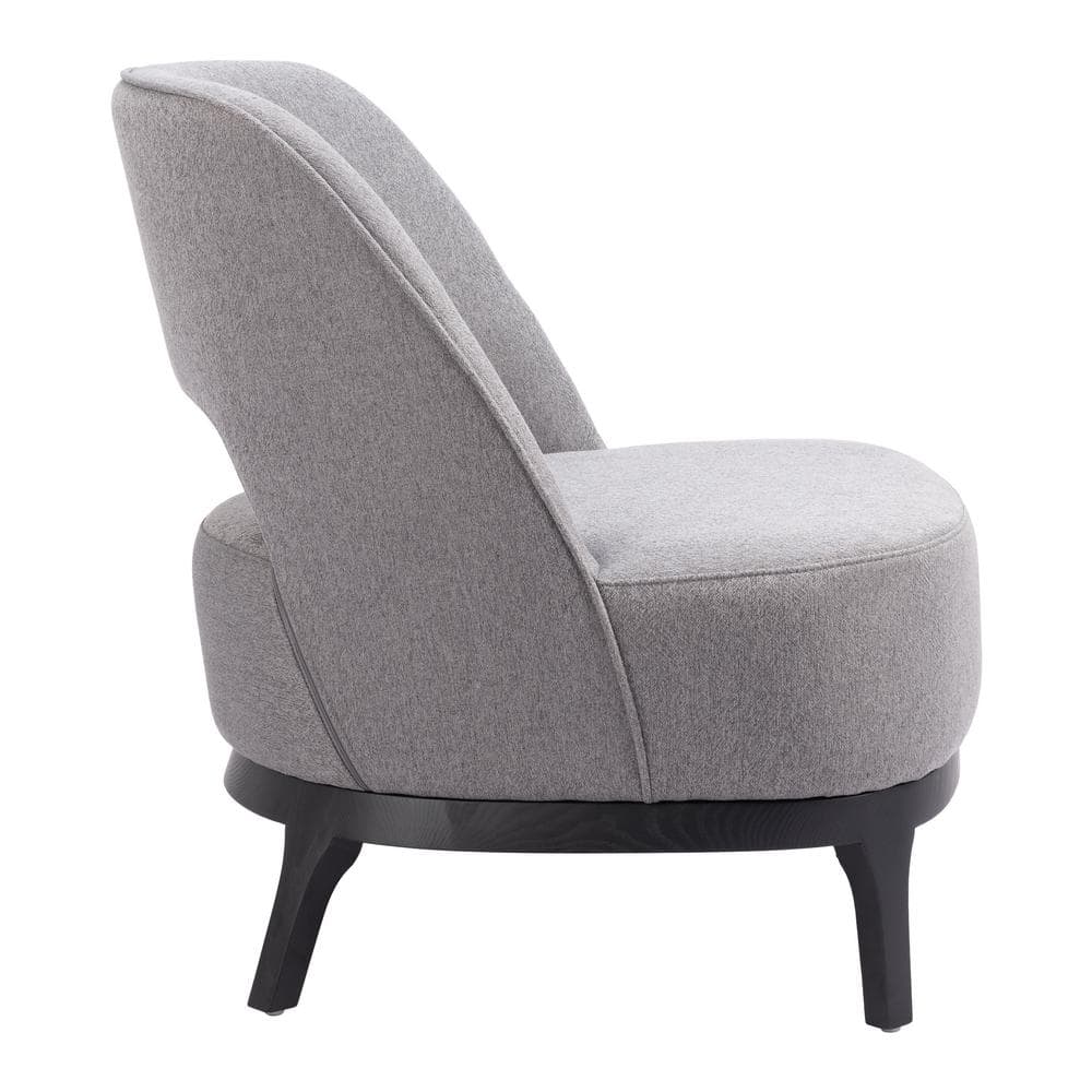 Gray Faux Leather Barrel Accent Chair with Metal Base