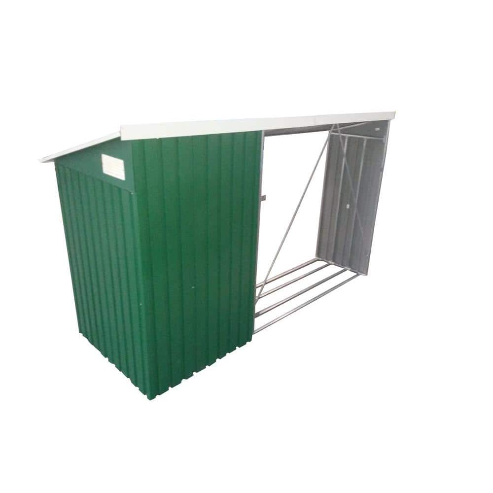 Green and Off-White Metal Lean-to Storage Shed Kit