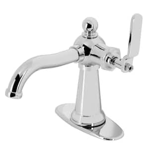 Knight Single-Handle Single-Hole Bathroom Faucet with Push Pop-Up and Deck Plate in Polished Chrome