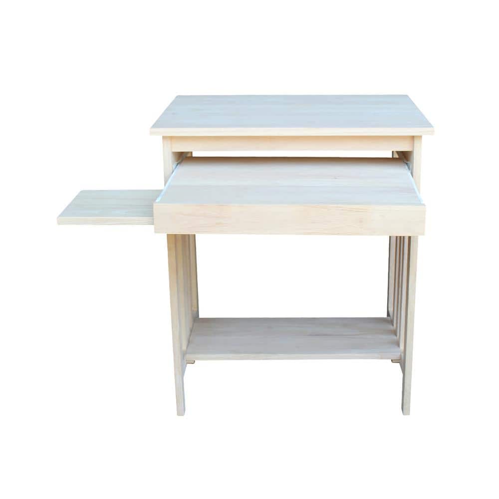 Unfinished Solid Wood Computer Cart with Keyboard Tray