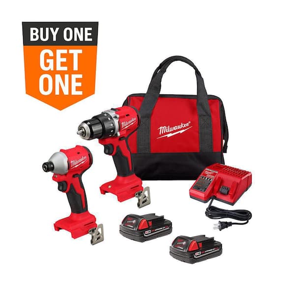 M18 18V Lithium-Ion Brushless Cordless Compact Drill/Impact Combo Kit (2-Tool) w/(2) 2.0 Ah Batteries, Charger & Bag