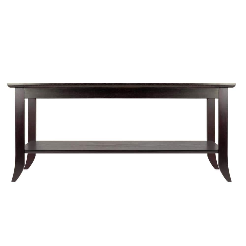 Winsome Wood Genoa 40 In Espresso Medium Rectangle Wood Coffee Table With Shelf 92437 The Home Depot