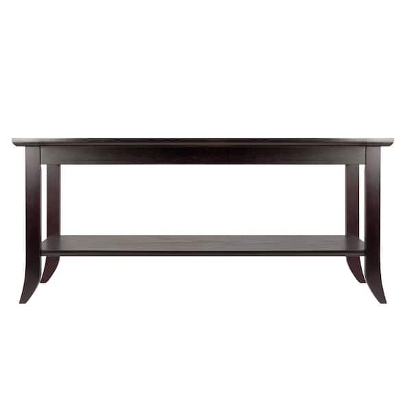 WINSOME WOOD Genoa 40 in. Espresso Medium Rectangle Wood Coffee Table with Shelf