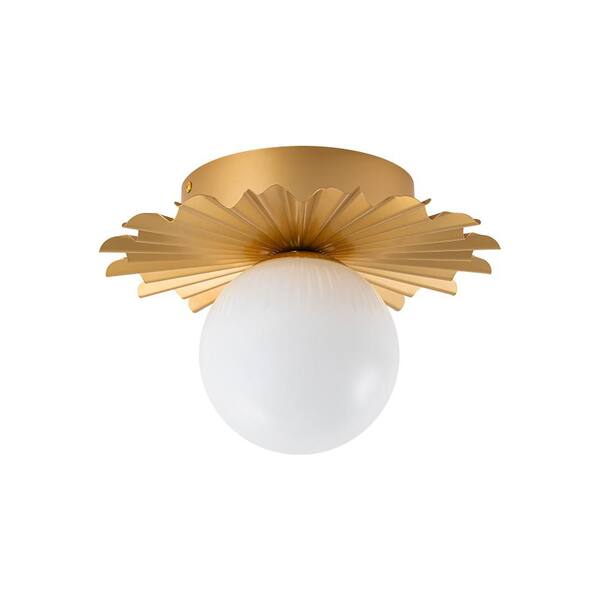 HUOKU Ceder 1-Light 11.8 in.W Paint Gold Flush Mount Modern Globe