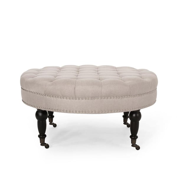 Noble House Cimarron Wheat Polyester Tufted Ottoman 94118 The