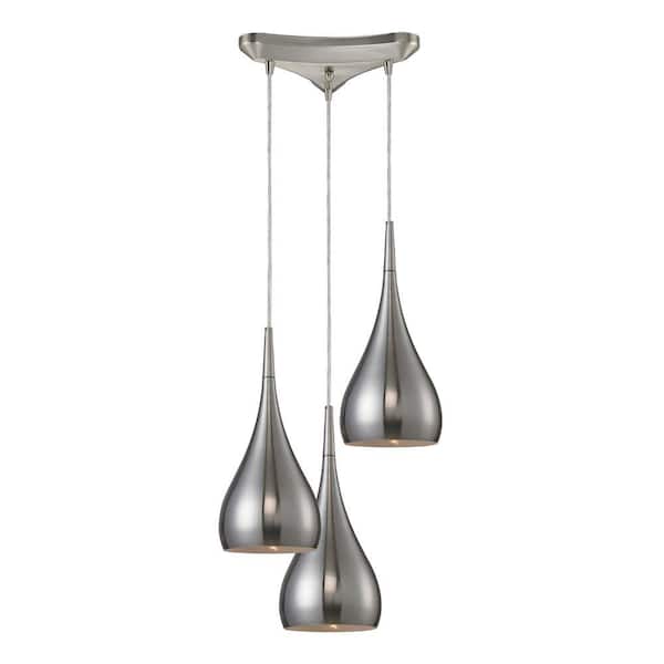 Titan Lighting Lindsey 3-Light Satin Nickel Ceiling Pendant