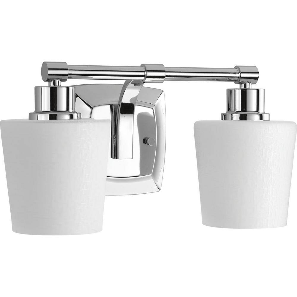 Polished Chrome 2-Light Bath Vanity with Etched Linen Glass