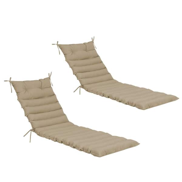 Unbranded 2-Piece Outdoor Lounge Chair Replacement Cushion in Khaki, Ergonomic Design Patio Seat Cushions for Unrivaled Comfort