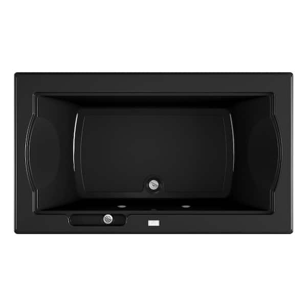JACUZZI FUZION 72 in. x 42 in. Rectangular Soaking Bathtub with Center Drain in Black