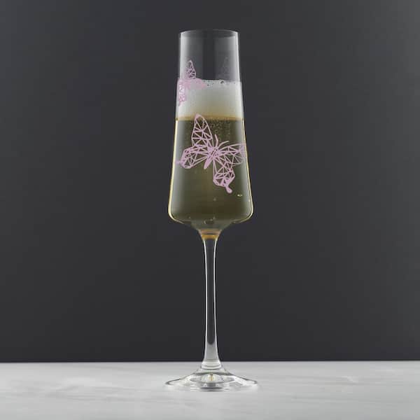 JoyJolt Meadow Butterfly 10 oz. Crystal Stemmed Champagne Flute Glass Set  (Set of 2) JME10163 - The Home Depot