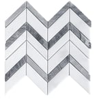 Glacier Edge White and Gray 9.875 in. x 11.25 in. Chevron Honed Marble Floor and Wall Mosaic Tile (0.771 sq. ft./Each)