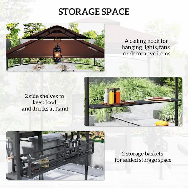 Outsunny 8 ft. x 5 ft. Grill Gazebo, 2-Tier Outdoor BBQ Gazebo
