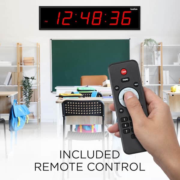 Ivation 72 in. Red Large Digital Wall Clock, LED Wall Clock with