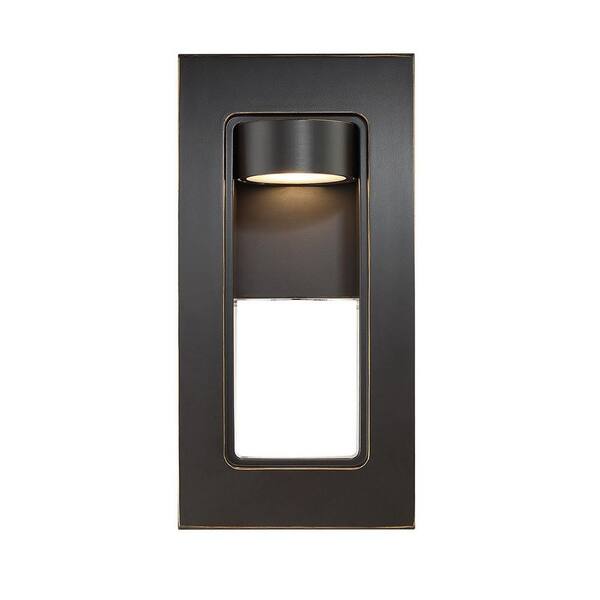 1-Light Oil Rubbed Bronze Outdoor Integrated LED Wall Lantern Sconce 