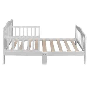 White Toddler Bed Frame with Safety Guardrails