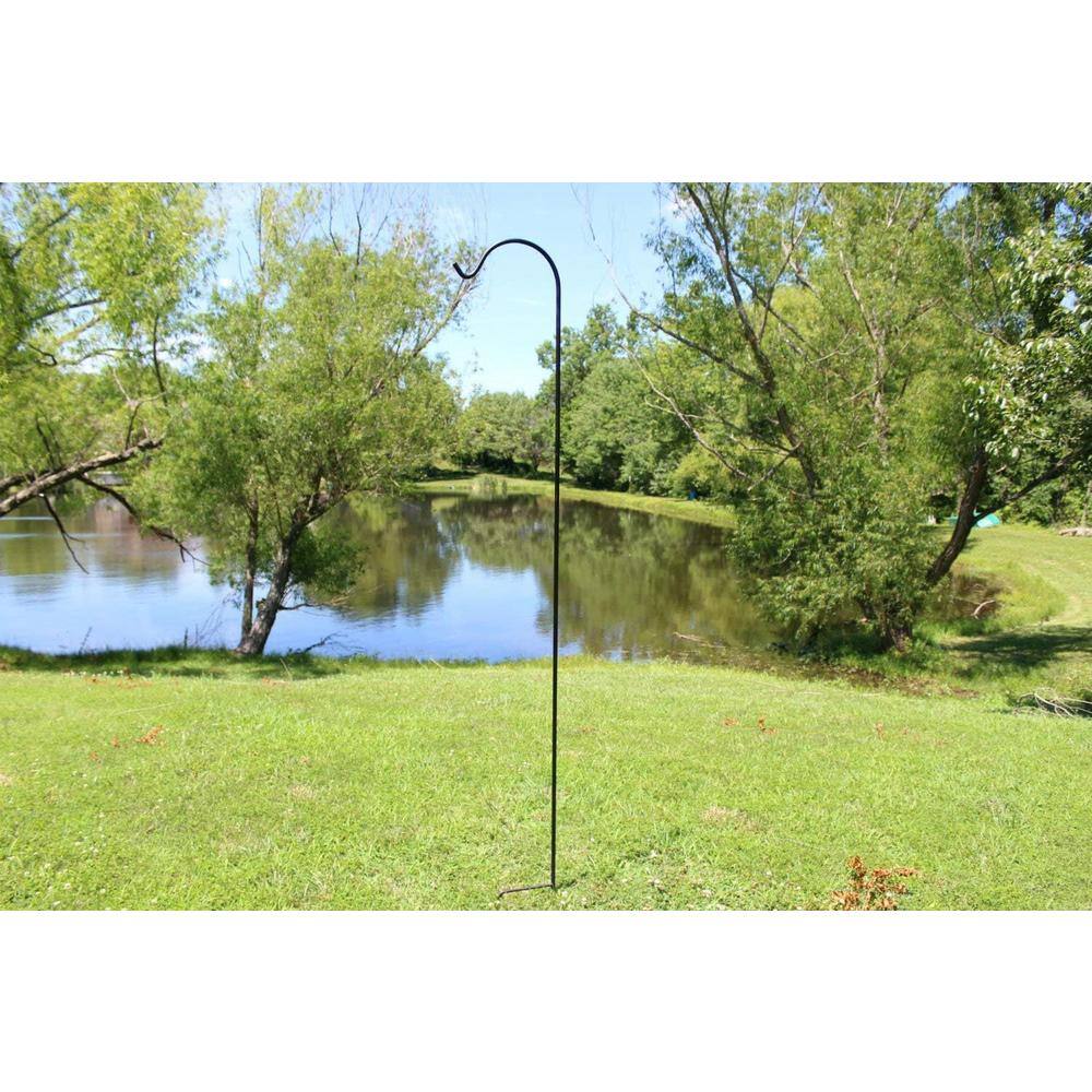 92-Inch Black Solid Metal Outdoor Shepherd Hooks (2 Pack)