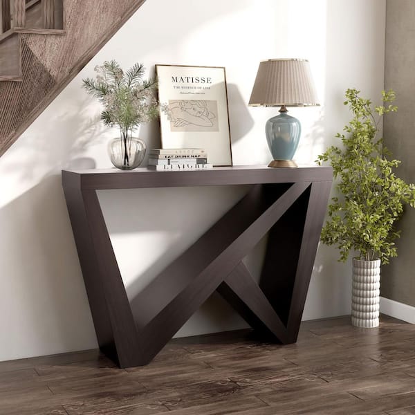 Furniture of America Tara 47.25 in Espresso Rectangle MDF Console Table with Geometric Design