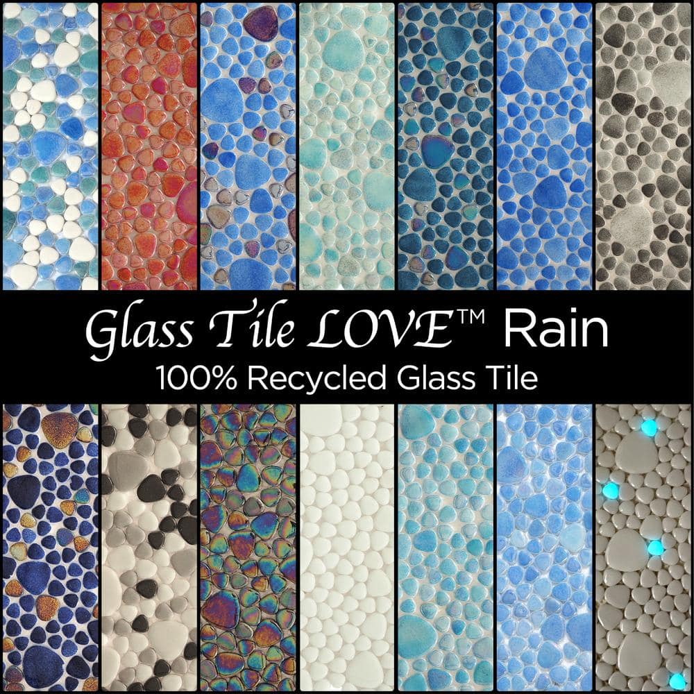 Multicolor 12x12 Glass Pebble Mosaic Tile for Indoor and Outdoor