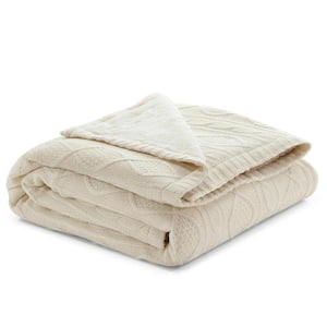 Charlie Cream Solid Color Acrylic Throw Blanket