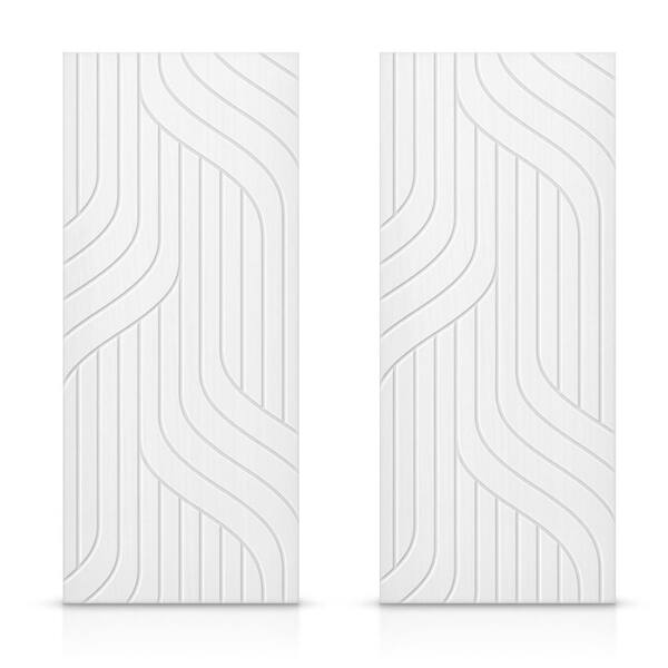 CALHOME 72 in. x 84 in. Hollow Core White Painted Composite MDF Interior Double Closet Sliding Doors