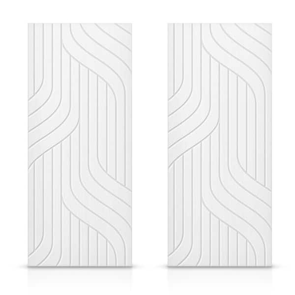 72 in. x 96 in. Hollow Core White Painted Composite MDF Interior Double Closet Sliding Doors